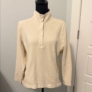 Tommy Bahama: Woman’s light yellow pullover w/ mid- front snaps. Good condition.